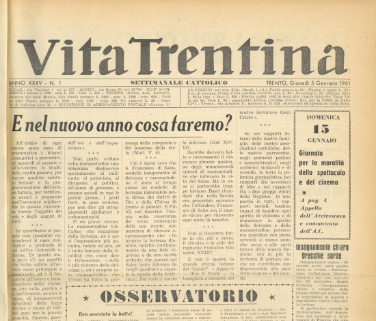 Vita Trentina, XXXV (1961)