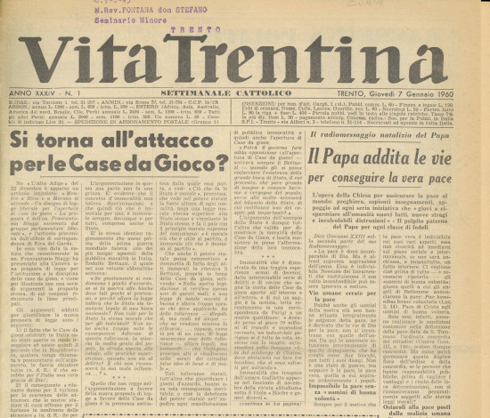 Vita Trentina, XXXIV (1960)