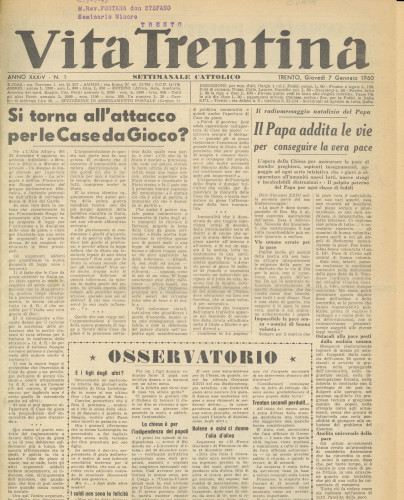 Vita Trentina, XXXIV (1960)