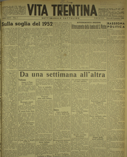 Vita Trentina, XXVI (1952)