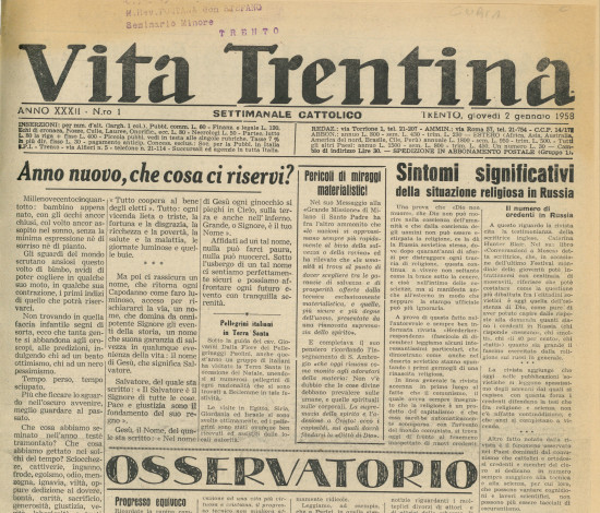 Vita Trentina, XXXII (1958)